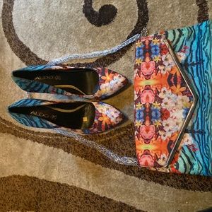 Get ready for the pair of the month purse n heels multi color ALDO. SIZE 39